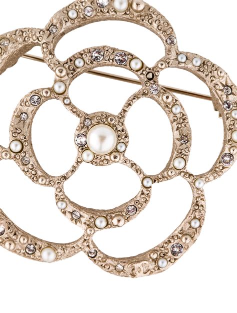 chanel camellia crystal brooch|chanel pearl brooch price.